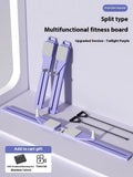Split multifunctional skiing machine trainer in purple charging counting model on neutral background, 85cm length, compact home fitness equipment