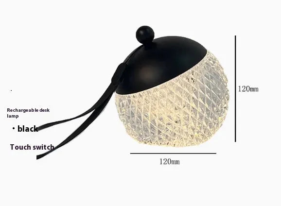 Small round touch-controlled desk lamp in aluminium and acrylic with dimmable LED lighting