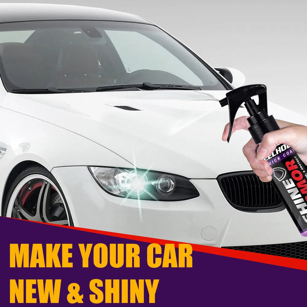 Purple automobile nano coating spray bottle for hand-application car wax.