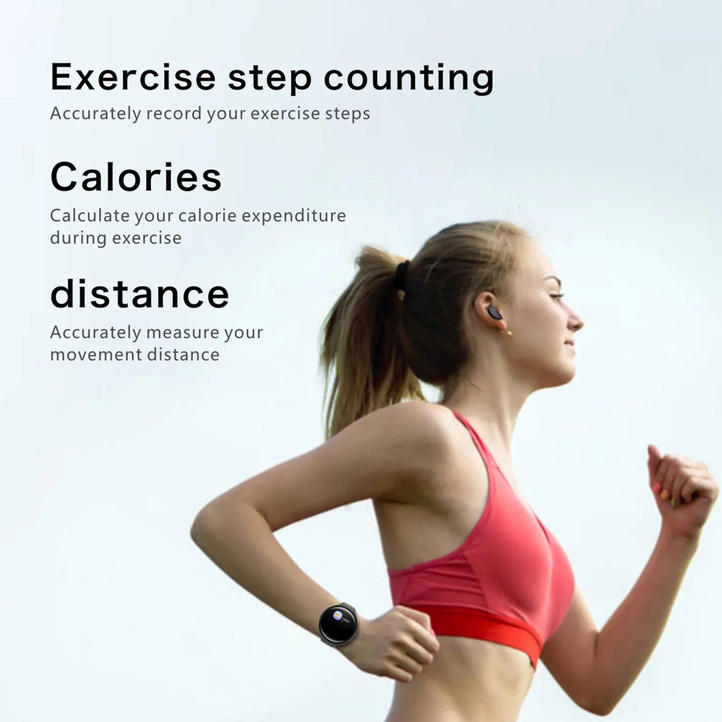 Black detachable Bluetooth headset and smart bracelet combo with colour screen for heart rate and step tracking.