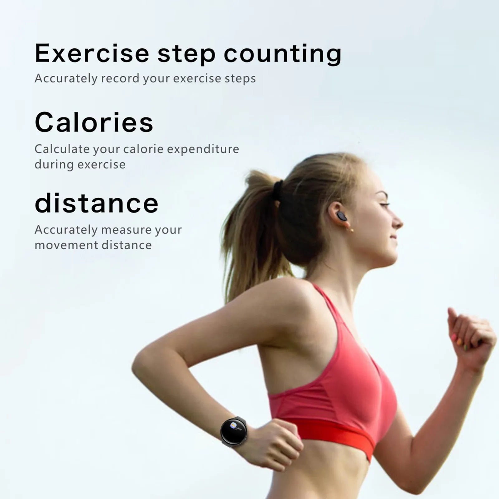 Black detachable Bluetooth headset and smart bracelet combo with colour screen for heart rate and step tracking.