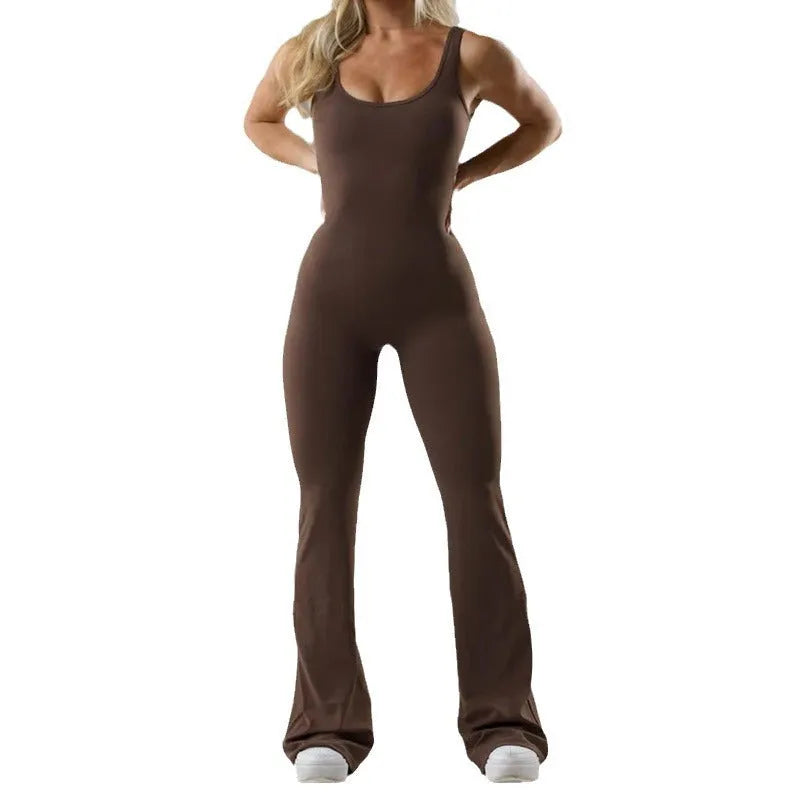 Women's black milk silk yoga bodysuit with seamless construction and mid-waist design
