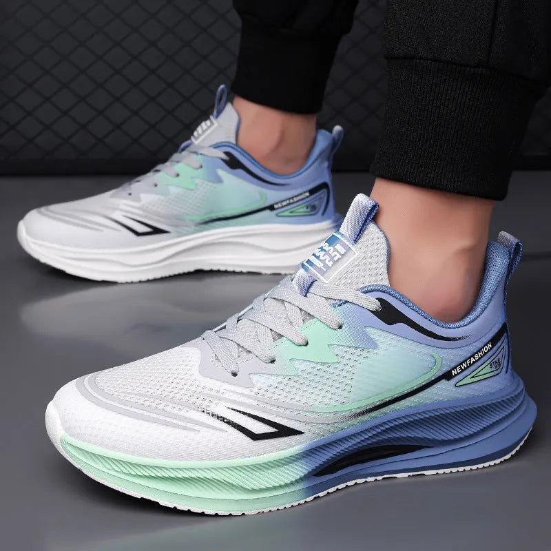 Men's low-top casual shoes in solid colours with mesh lining and a rubber sole.