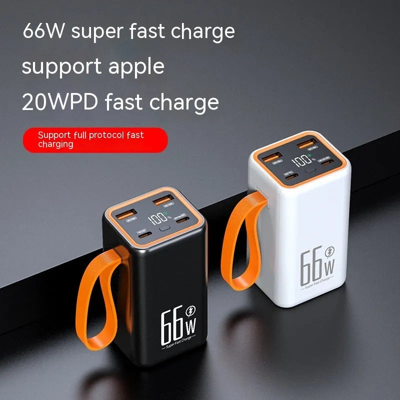 PD66W fast charge 20000 mAh power bank in black or white colours with creative design