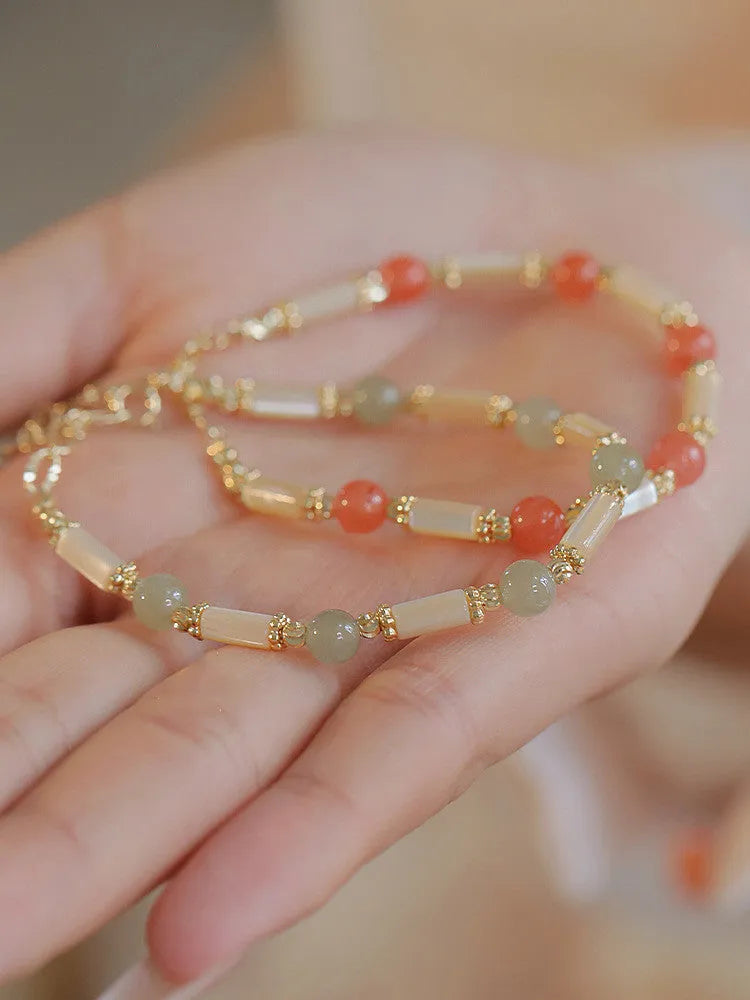 Women's Hetian jade bracelet with bamboo joint design in 6mm casual style