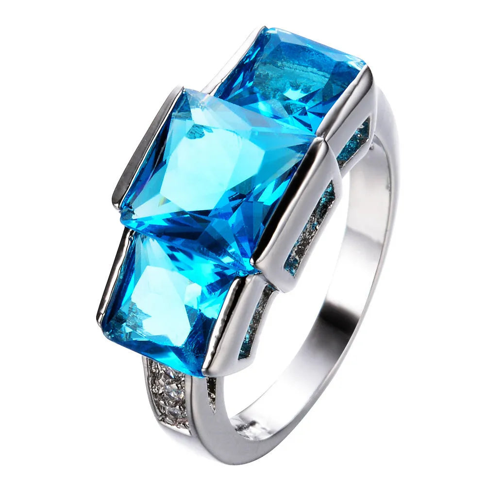 Copper electroplated women's fashion ring with geometric rainbow metal design in multiple colours