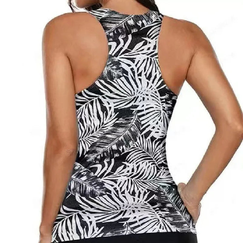 Women's split bow bikini swimsuit in polyester fabric with top and pants set