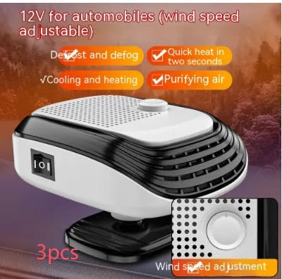 White or green portable 12V 24V warm air blower heater for car and truck use.
