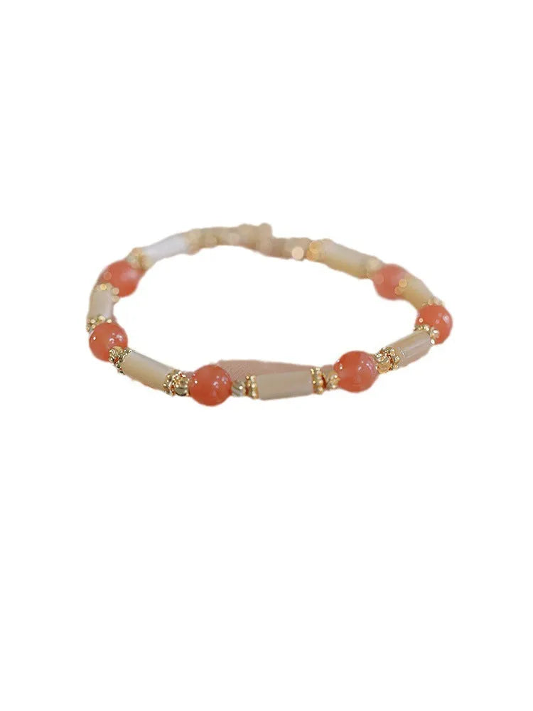 Women's Hetian jade bracelet with bamboo joint design in 6mm casual style