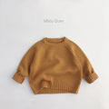 Baby retro pullover knitwear top in brown with long sleeves, suitable for autumn and winter, Korean style