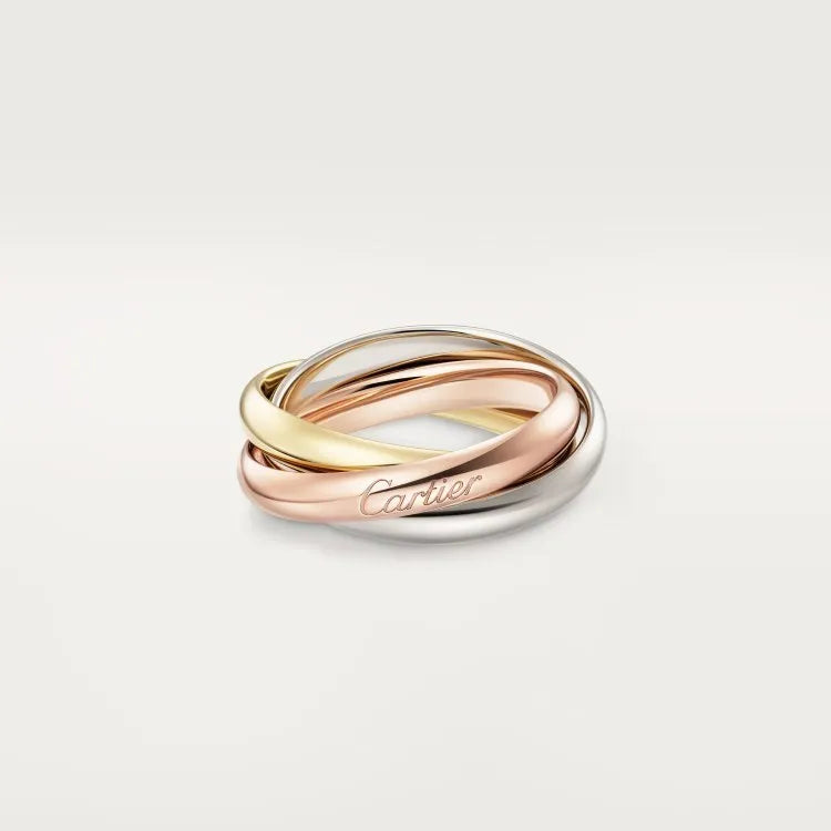 Sterling silver couple ring with full diamond setting and U-shaped geometric design on a finger.