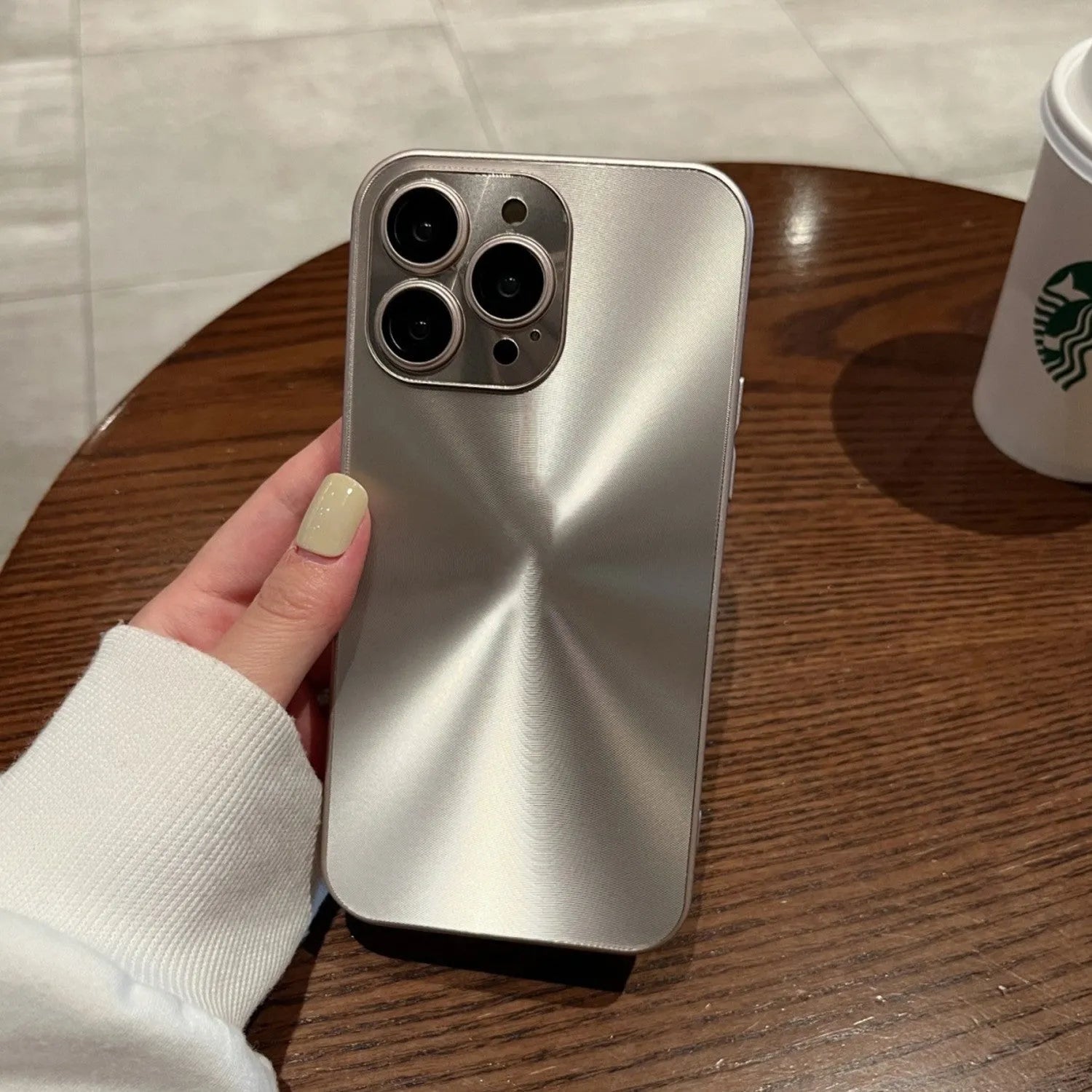 PC frosted all-inclusive phone case with lens protector for Apple iPhone 15 in champagne gold