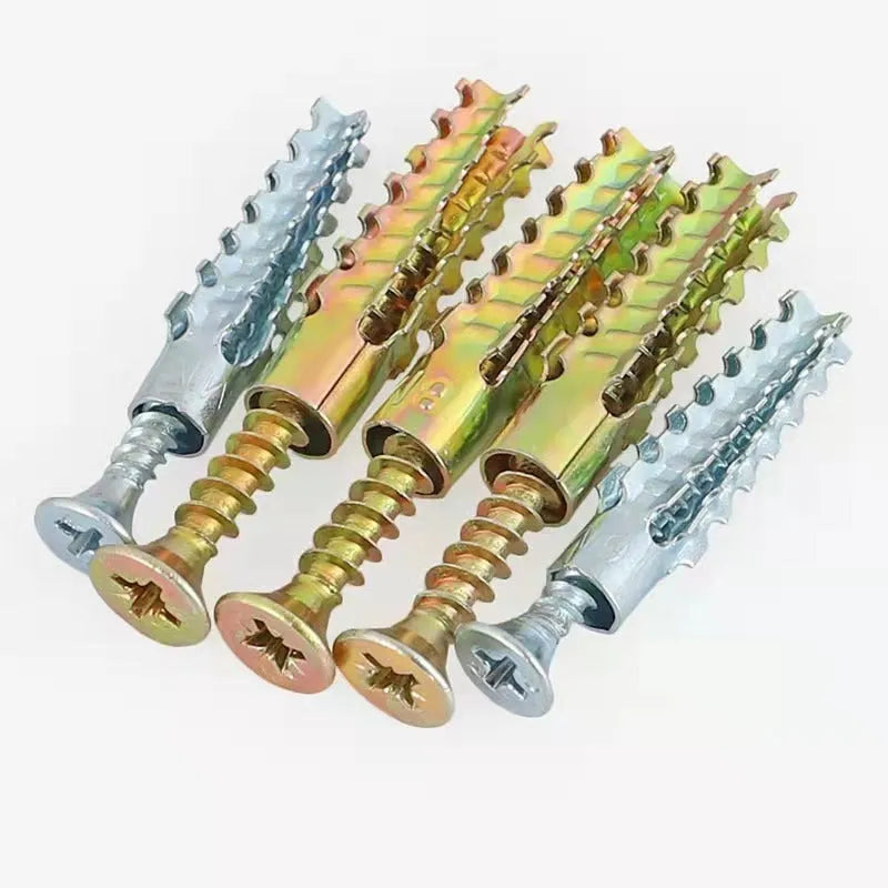 Iron expansion anchors with serrated barbed design for wall fastening in brick and concrete