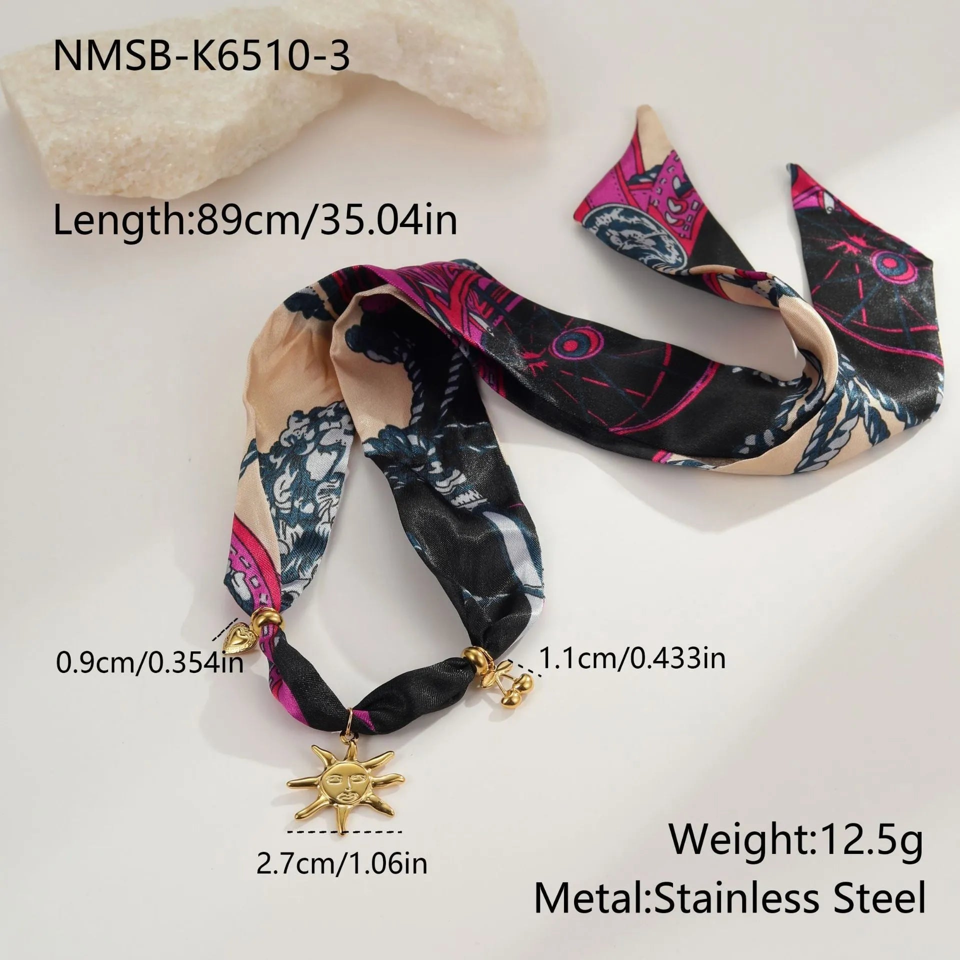 Geometric pendant necklace or bracelet with 18K gold plating on stainless steel, adjustable 41-50cm