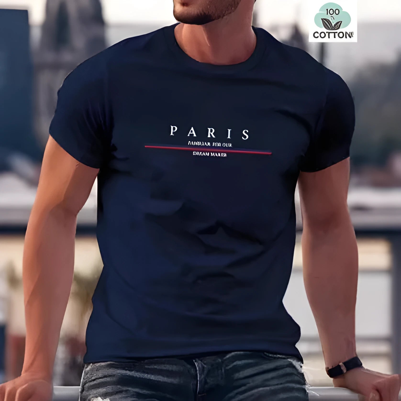 Men's heavy short-sleeved t-shirt with letter print in pure cotton, shown in apricot colour