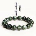Green Dragon Crystal bracelet with round beads featuring Ruyi design elements.