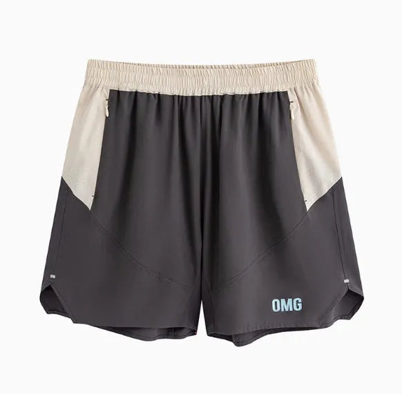 Men's loose fit workout shorts in dark rock ash colour with elastic lace-up waistband