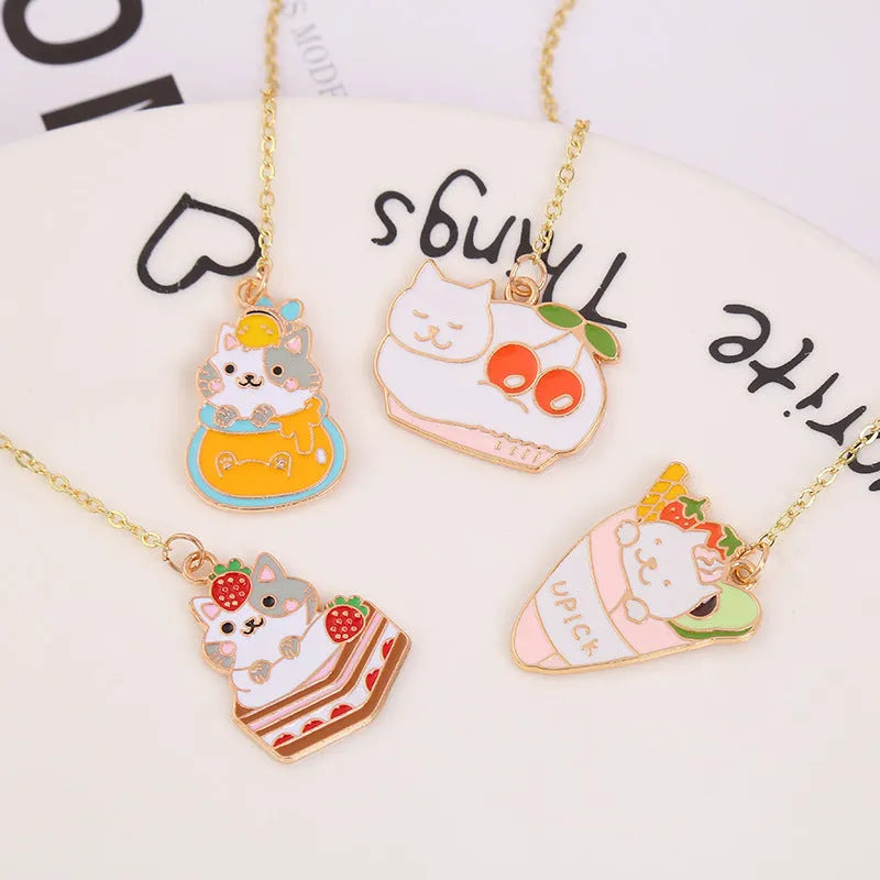 Jane Key Foodie Cat metal bookmark with cartoon cat design on laminated card.