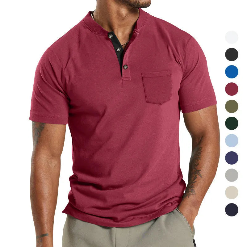 Men's plus size short sleeve button-down shirt in polyester fabric on a hanger.
