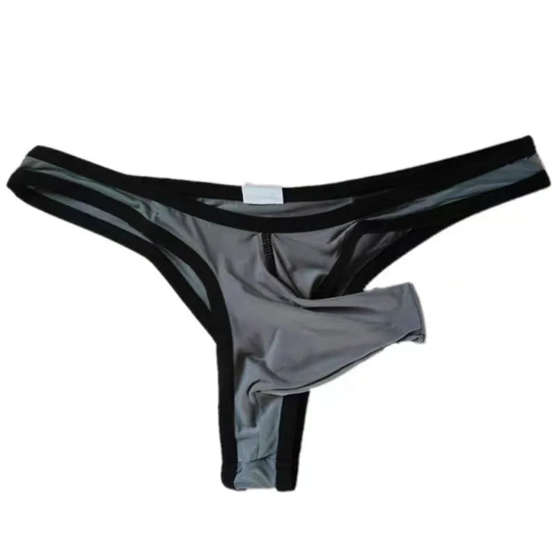 Men's nylon ice silk briefs in multiple colours including army green and white.