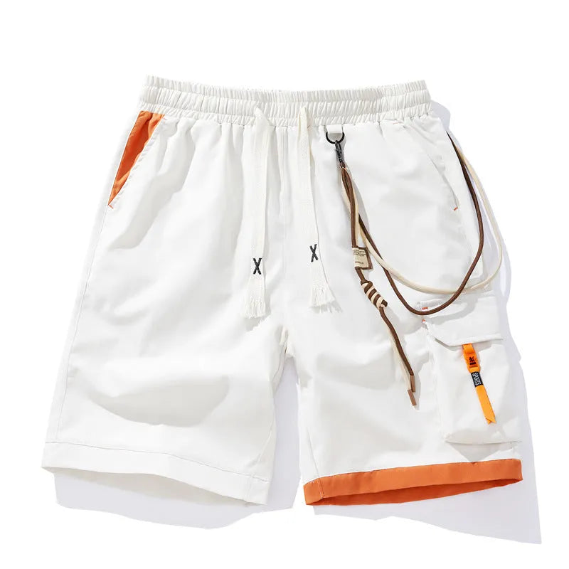 Men's plus size straight-leg cropped sports shorts in bamboo fibre fabric, shown in coffee colour