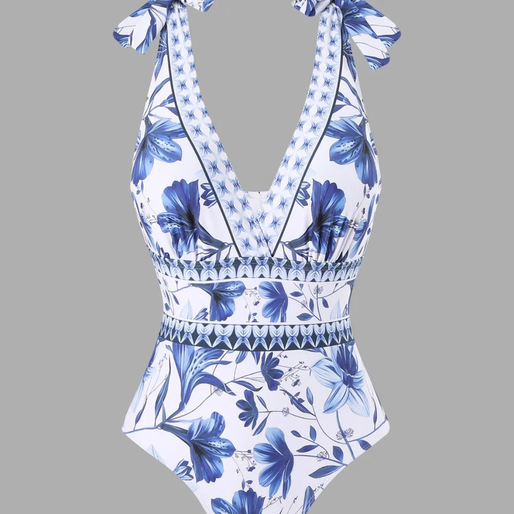 Women's one-piece swimsuit and chiffon dress set with high-waist bikini, solid colour, nylon and polyester, sizes S to XL