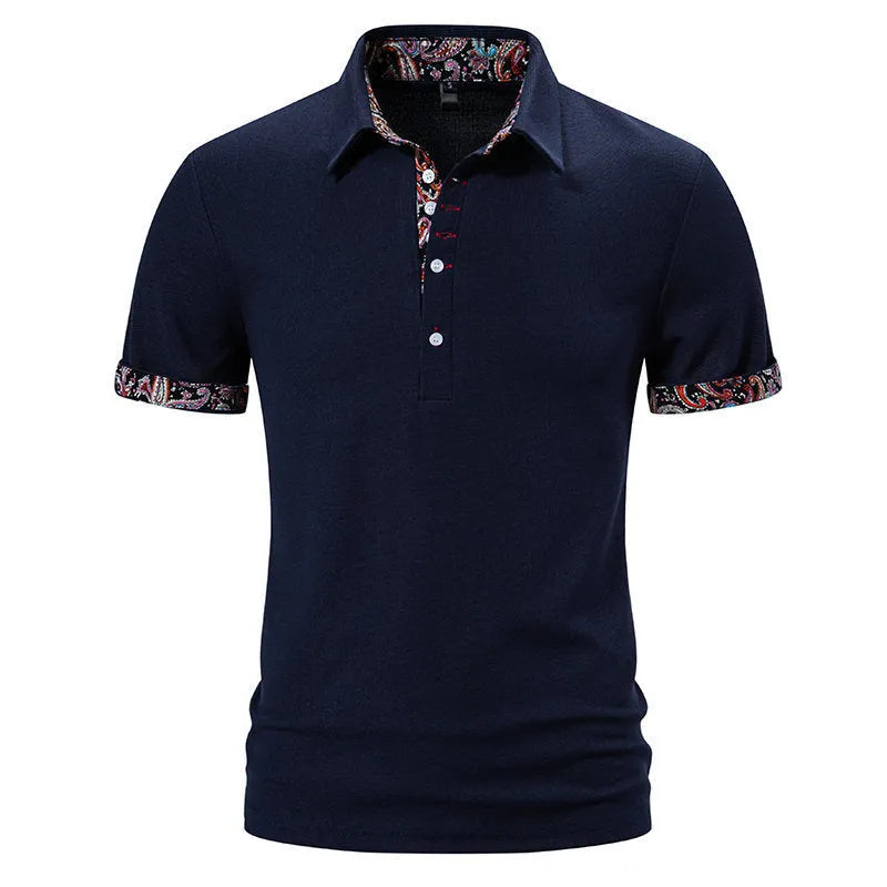 Men's turnover neck polo shirt in cotton blend fabric available in white, black and navy blue colours