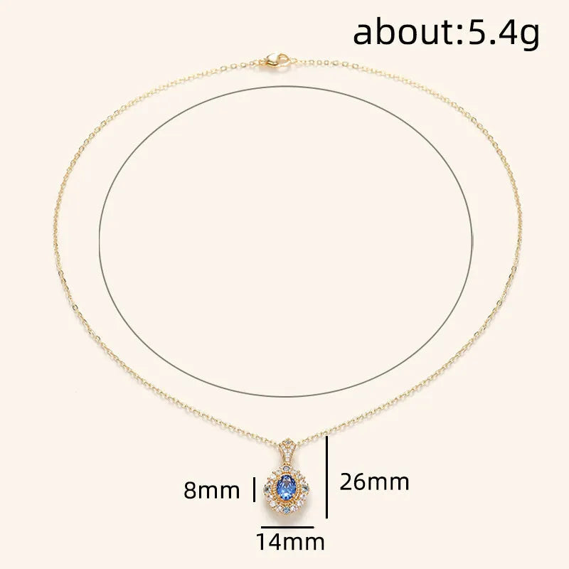 Royal style women's necklace with mixed gemstone pendant on adjustable copper chain
