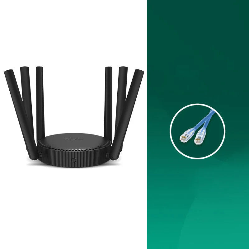 AC1900 gigabit wireless router with compact black design showing front status indicators