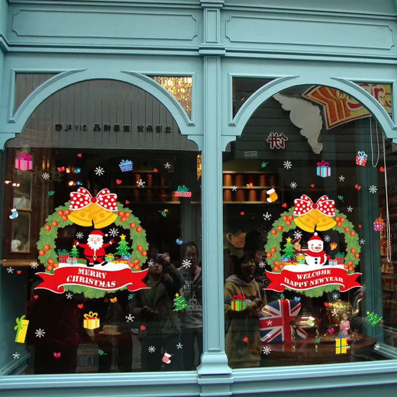 Christmas electrostatic window sticker with cartoon design, 60×45cm PVC material